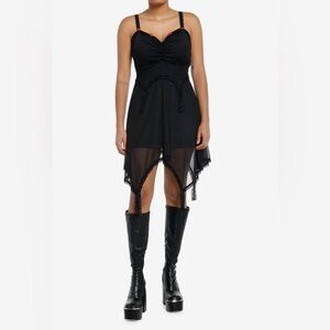 Cosmic Aura Rose Lace Hanky Hem Dress SM